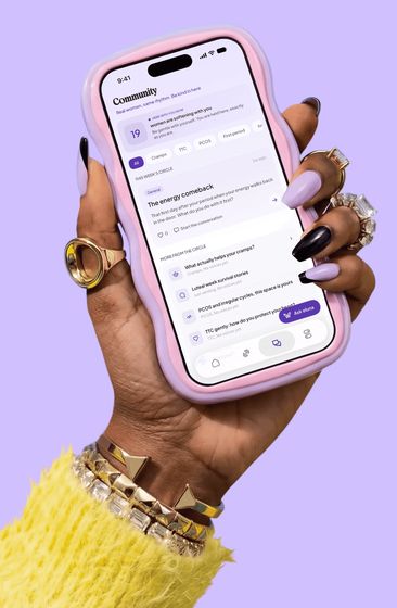 The eluna community on an iPhone in a lilac case